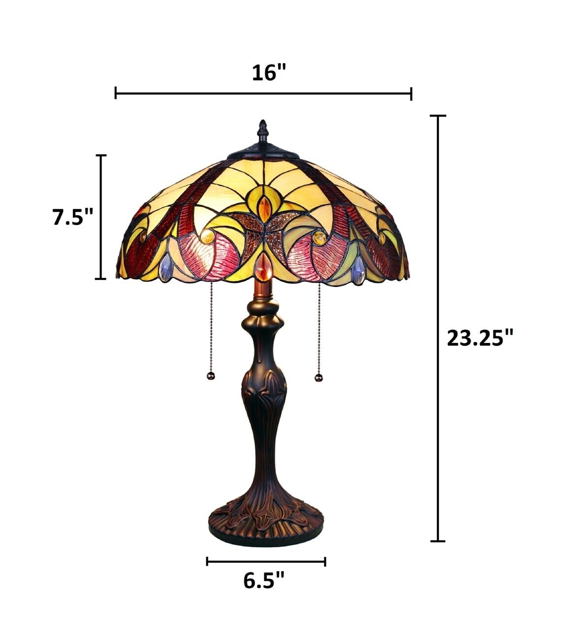 23 1/4" Antique Vintage Style Stained Glass Table Lamp