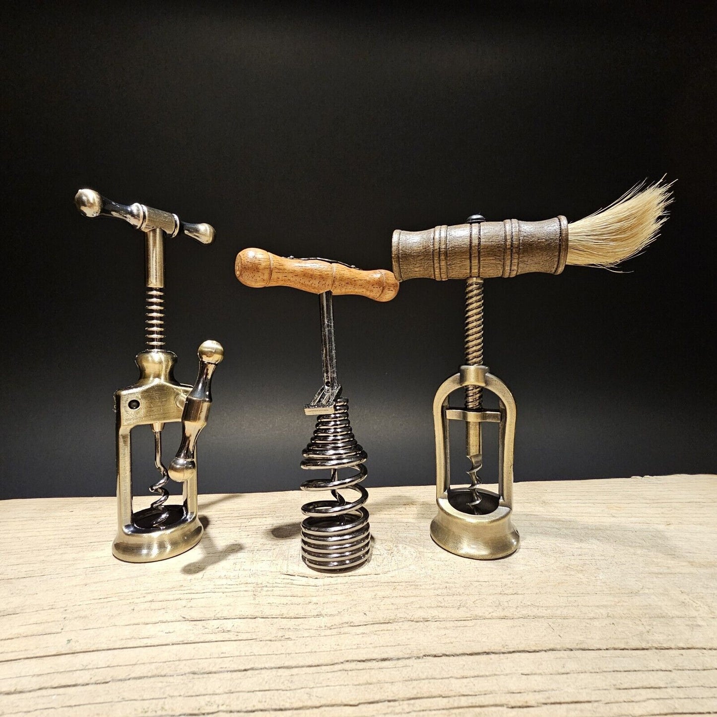 Set of 3 Antique Style Corkscrew Wine Bottle Opener