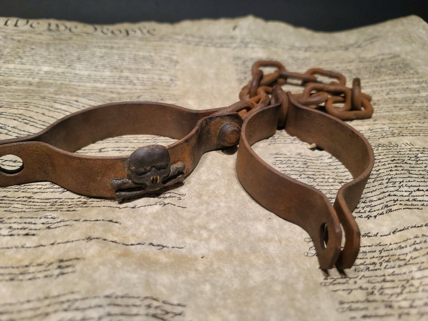 Antique Vintage Style Wrought Iron Pirate Handcuffs Shackles