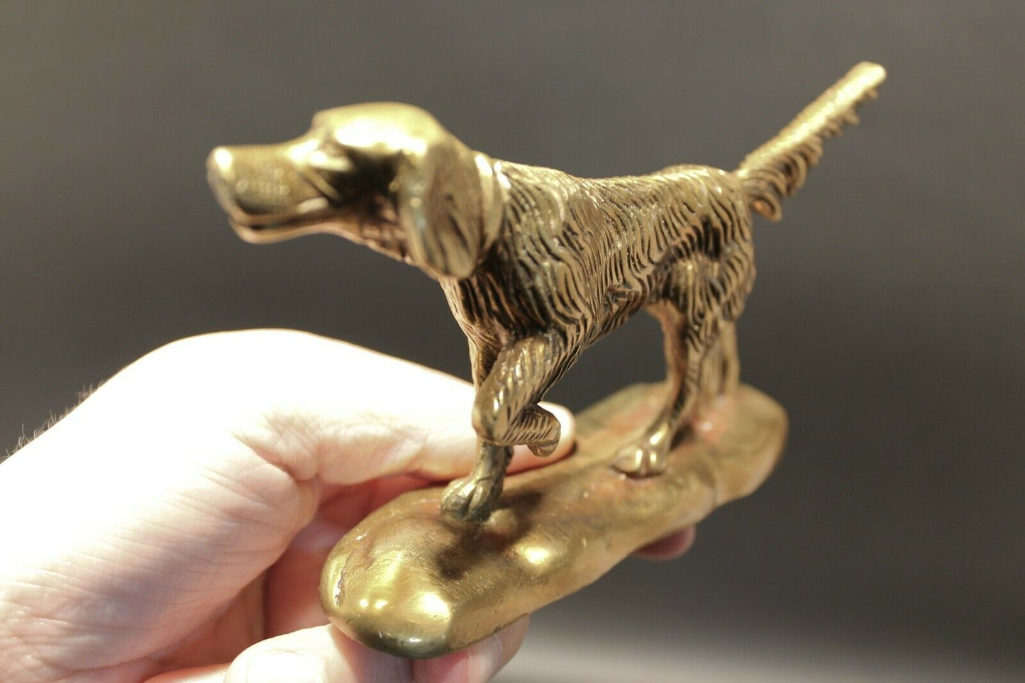 Vintage Antique Style Brass Pointer Hunting Dog Paperweight Desk Statue - Early Home Decor