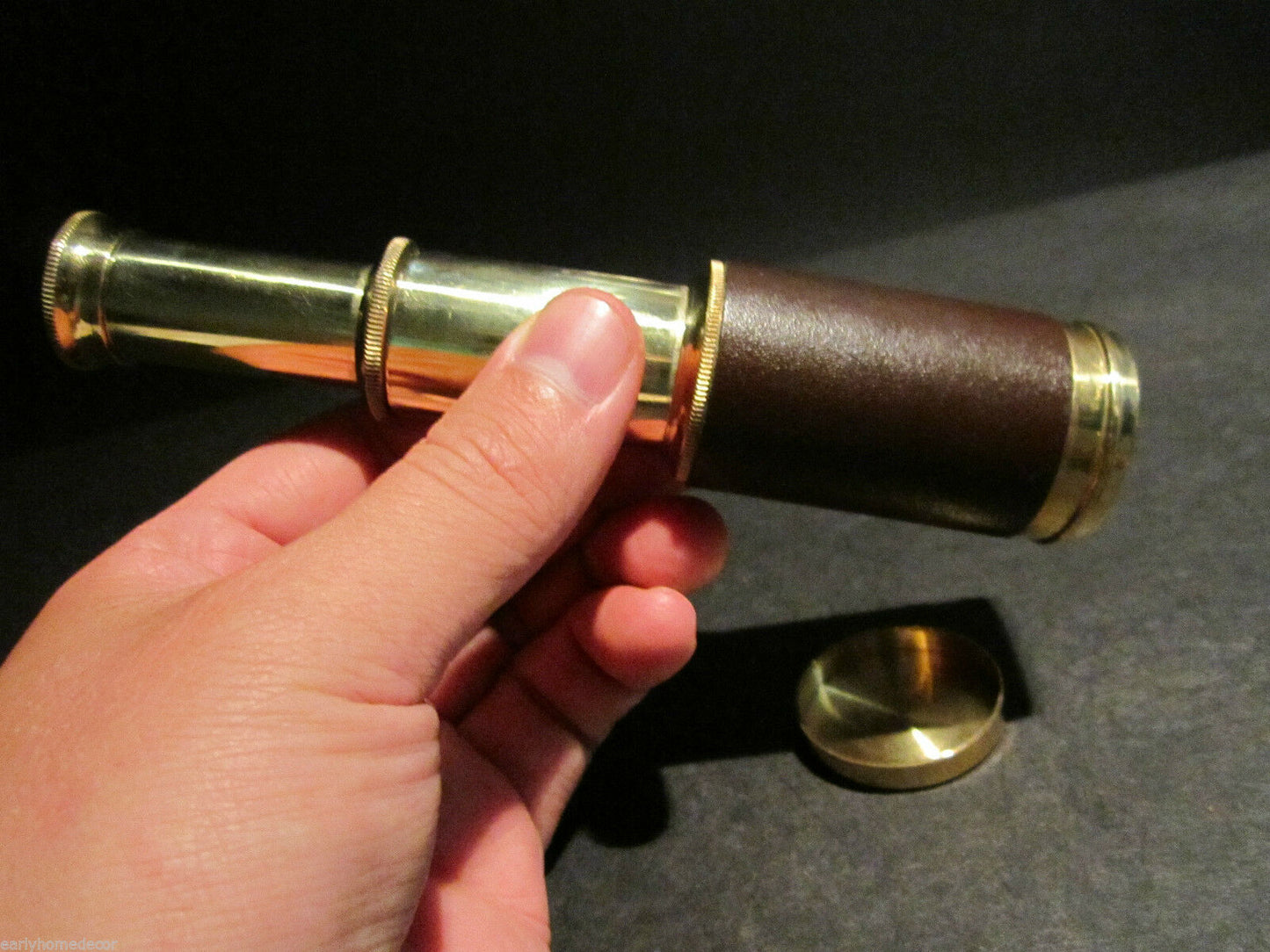 Vintage Antique Style Solid Brass & Leather Traveling Pocket Telescope - Early Home Decor