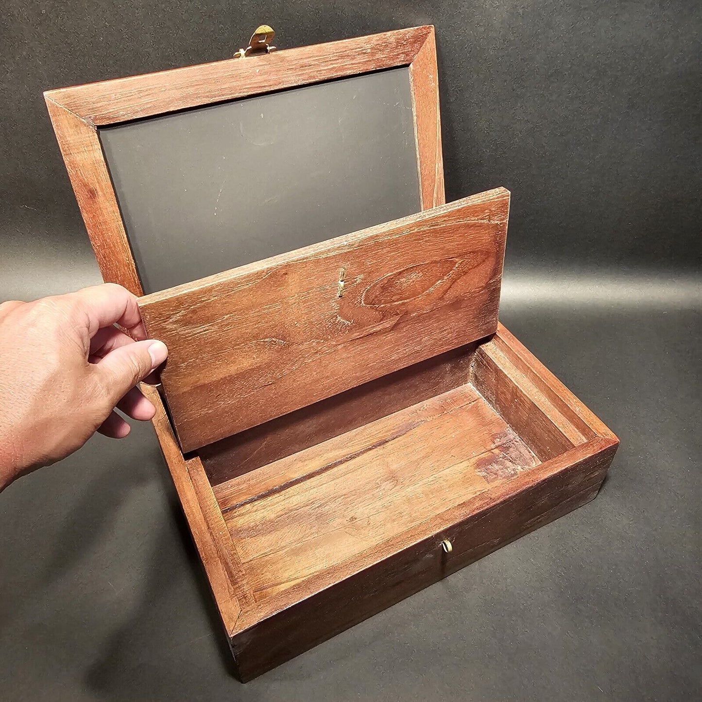 11.5" Antique Style Wood Chalk Board Writing Box Chest Lap Desk