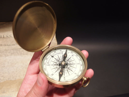 Vintage Antique Style 3" Brass Heavy Maritime Navigational Compass - Early Home Decor