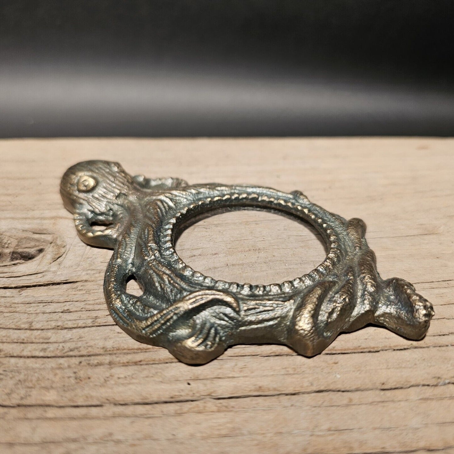 5 1/2" Antique Vintage Style Brass Octopus Magnifying Glass Desk Hand Lens