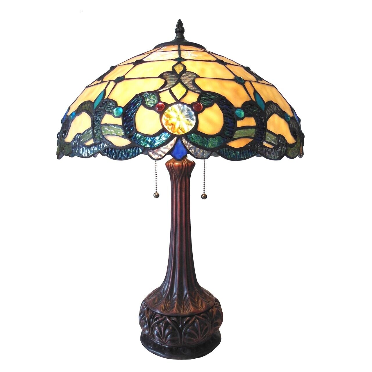25" Antique Vintage Style Stained Glass Table Lamp