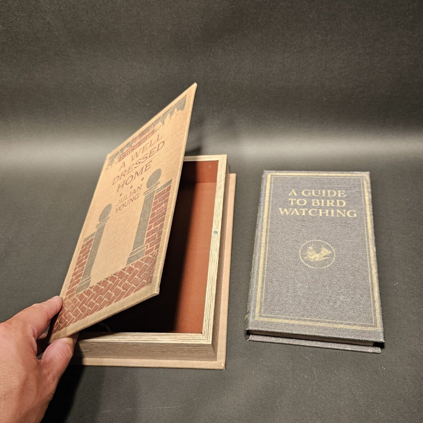2 Vintage Style Faux Book Secret Storage Boxes