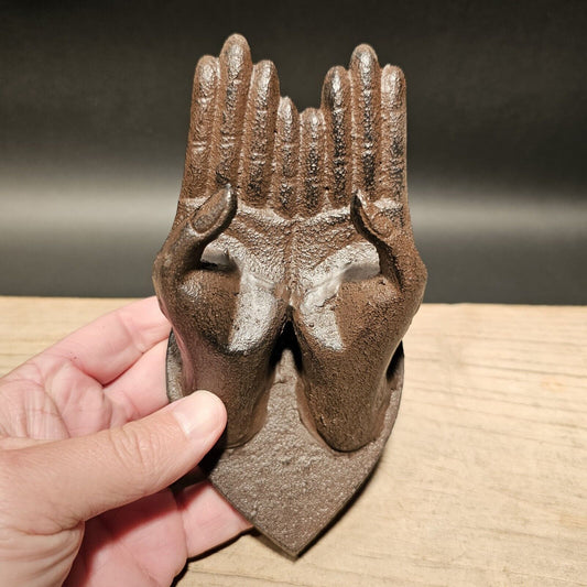 3" Cast Iron Hands Phone Stand Paperweight