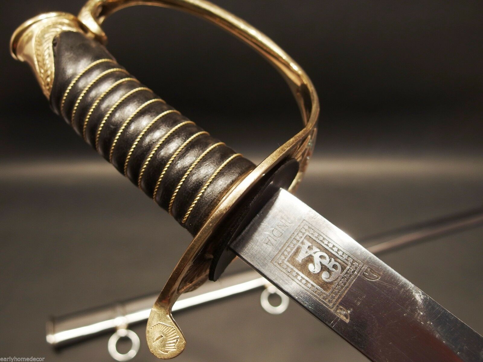 Antique Style Civil War Field & Staff Officers Confederate CS Sword Silver Scabb - Early Home Decor