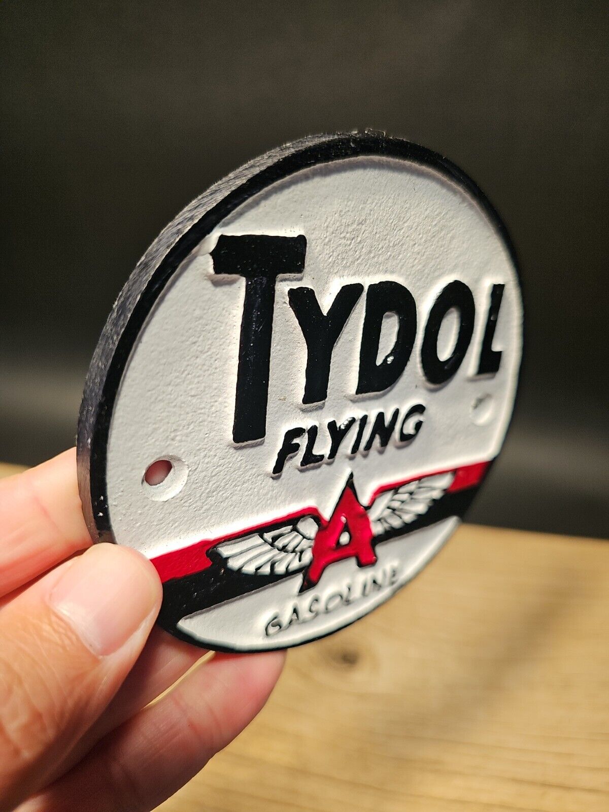 Antique Vintage Style Cast Iron Tydol Flying A Gas Oil Sign Plaque