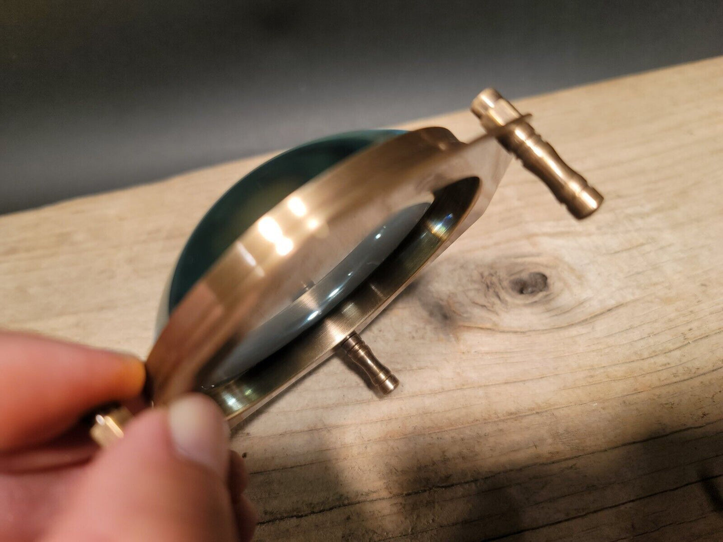 4" Vintage Antique Style Solid Brass Heavy Glass Magnifying Desk Lens Magnifier