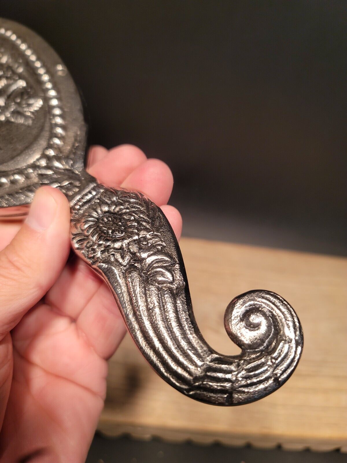 Antique Vintage Style Silver Cherub Floral Hand Mirror