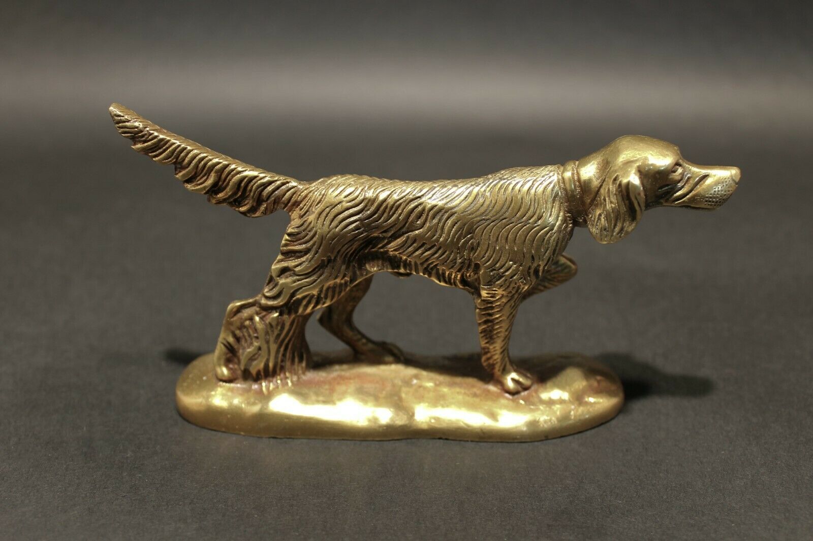Vintage Antique Style Brass Pointer Hunting Dog Paperweight Desk Statue - Early Home Decor