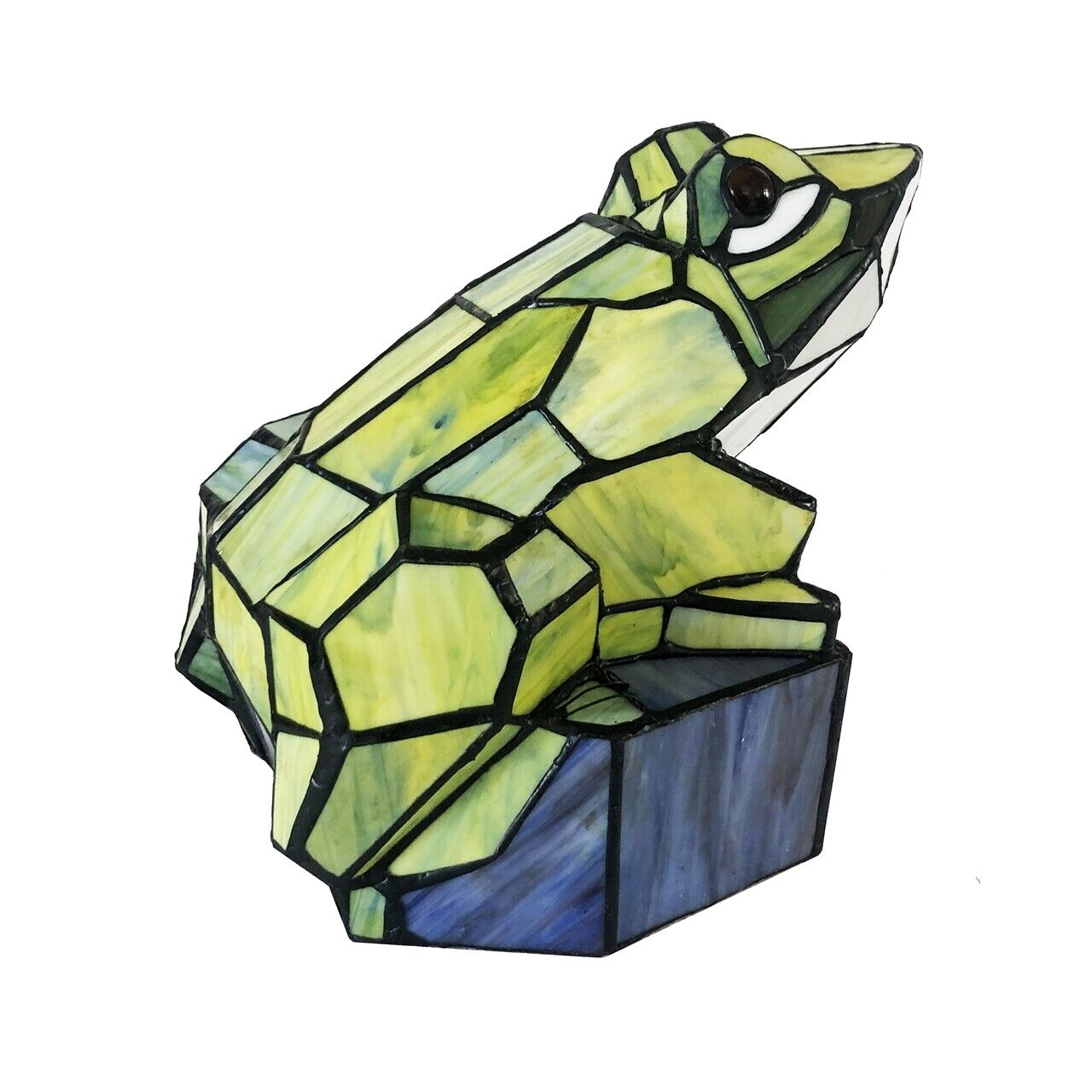 13" Green Stained Glass Frog Accent light Lamp