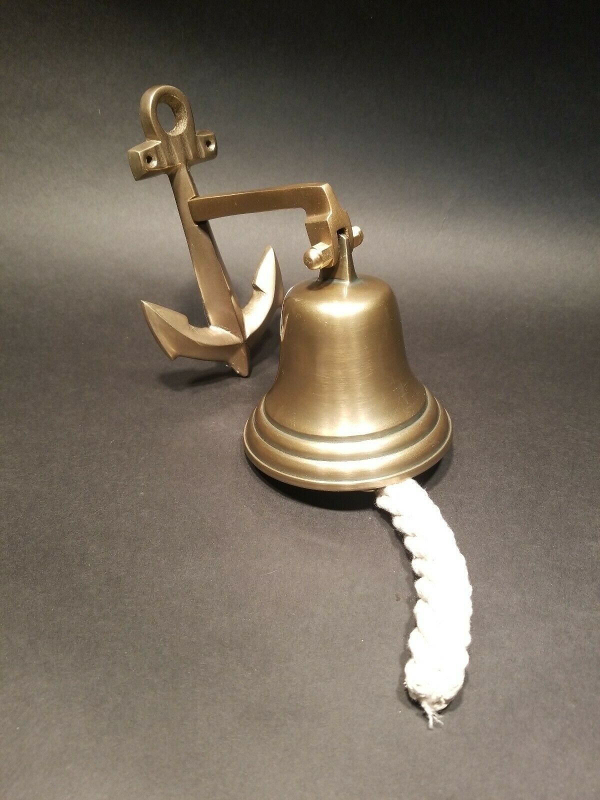 Antique Vintage Style Cast Brass Anchor Wall Mount Bell - Early Home Decor