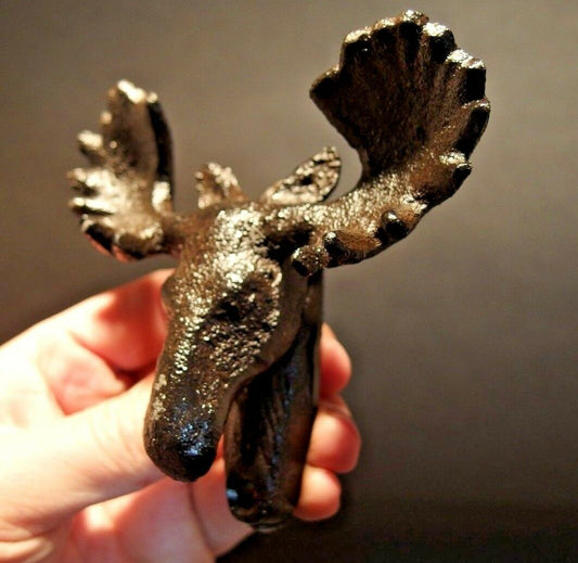 Antique Vintage Style Cast Iron HEAVY Moose Head Wall Mount Beer Bottle Opener - Early Home Decor