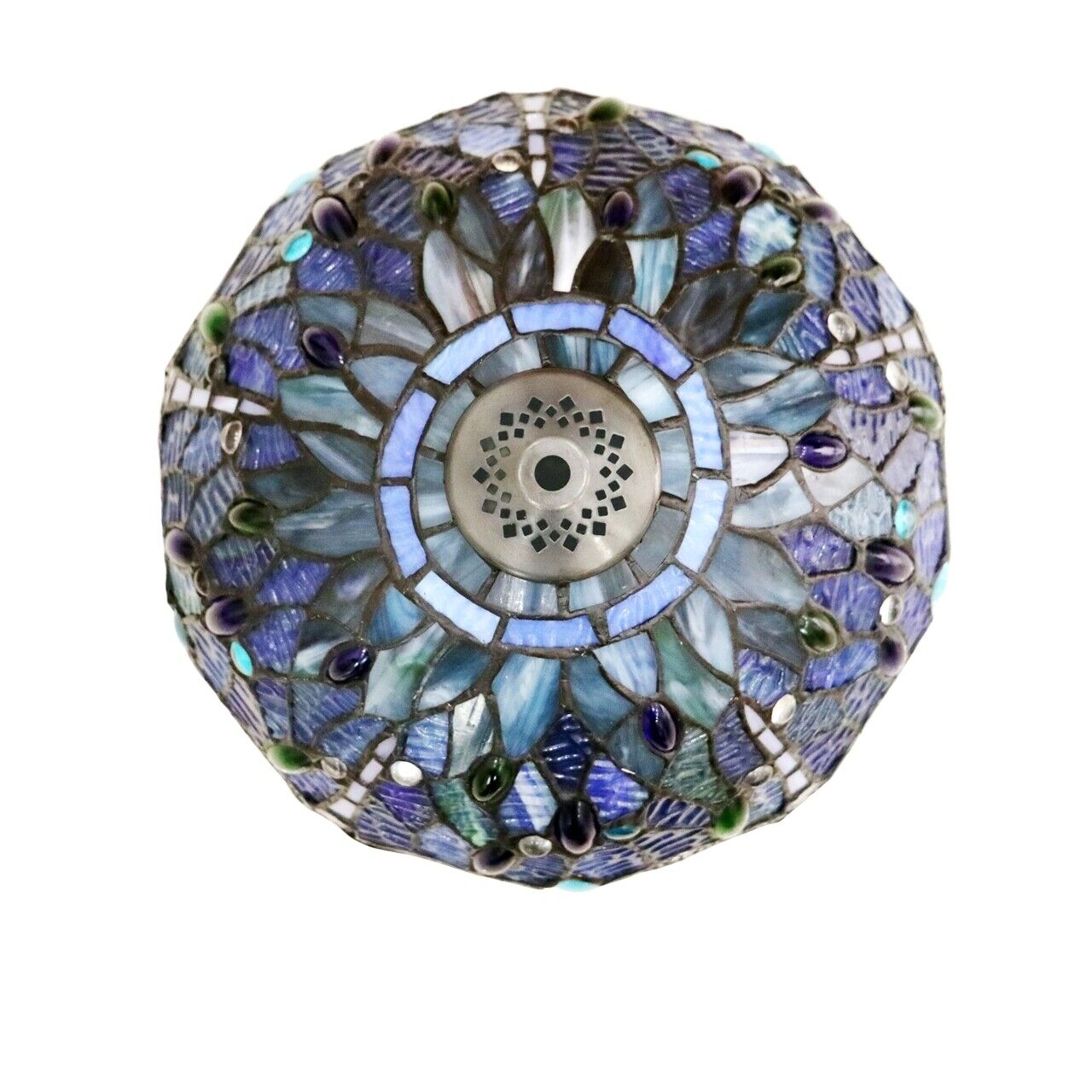 17" 1 light Antique Style Blue Stained Glass Dragonfly Table Lamp