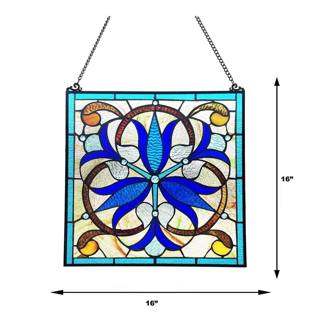 16" Stained Glass Hanging Window Pane Panel Suncatcher