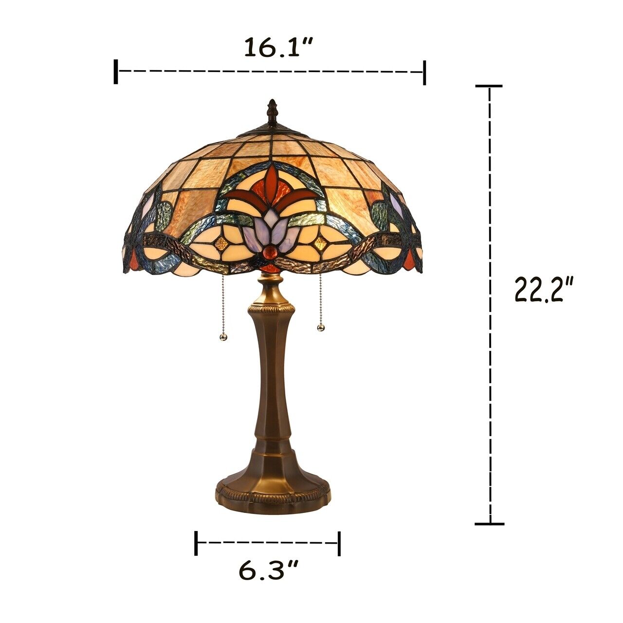 22.2" Antique Style Stained Glass Table Lamp