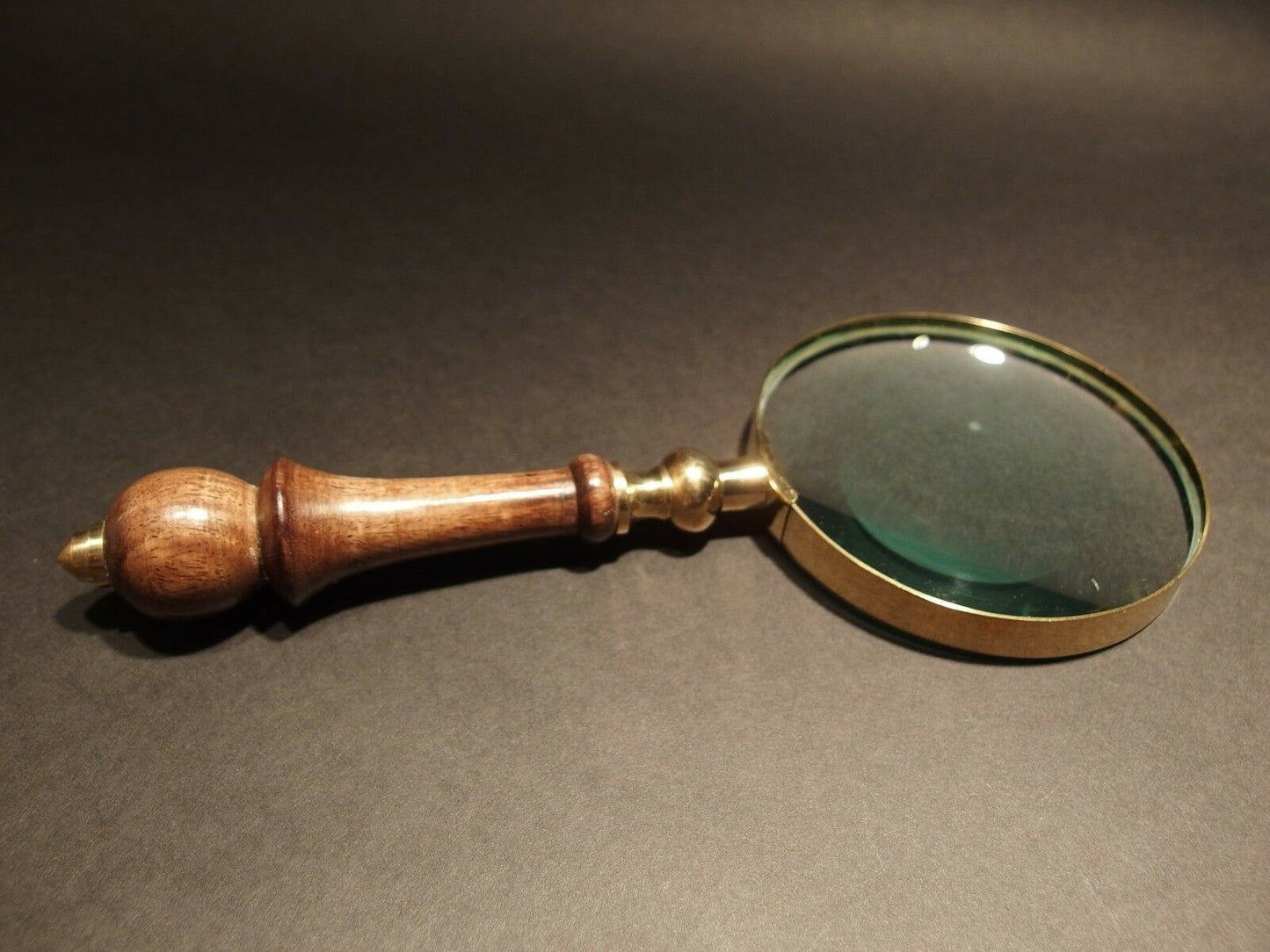 Antique Style Magnifying Glass w Wood Turned Handle - Early Home Decor