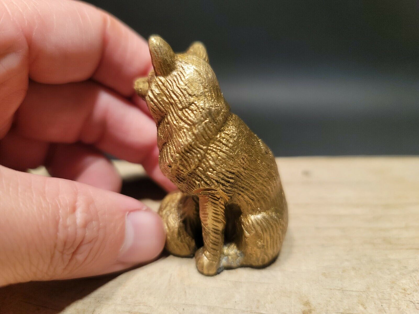 Vintage Antique Style Brass Fox Paperweight Desk Statue