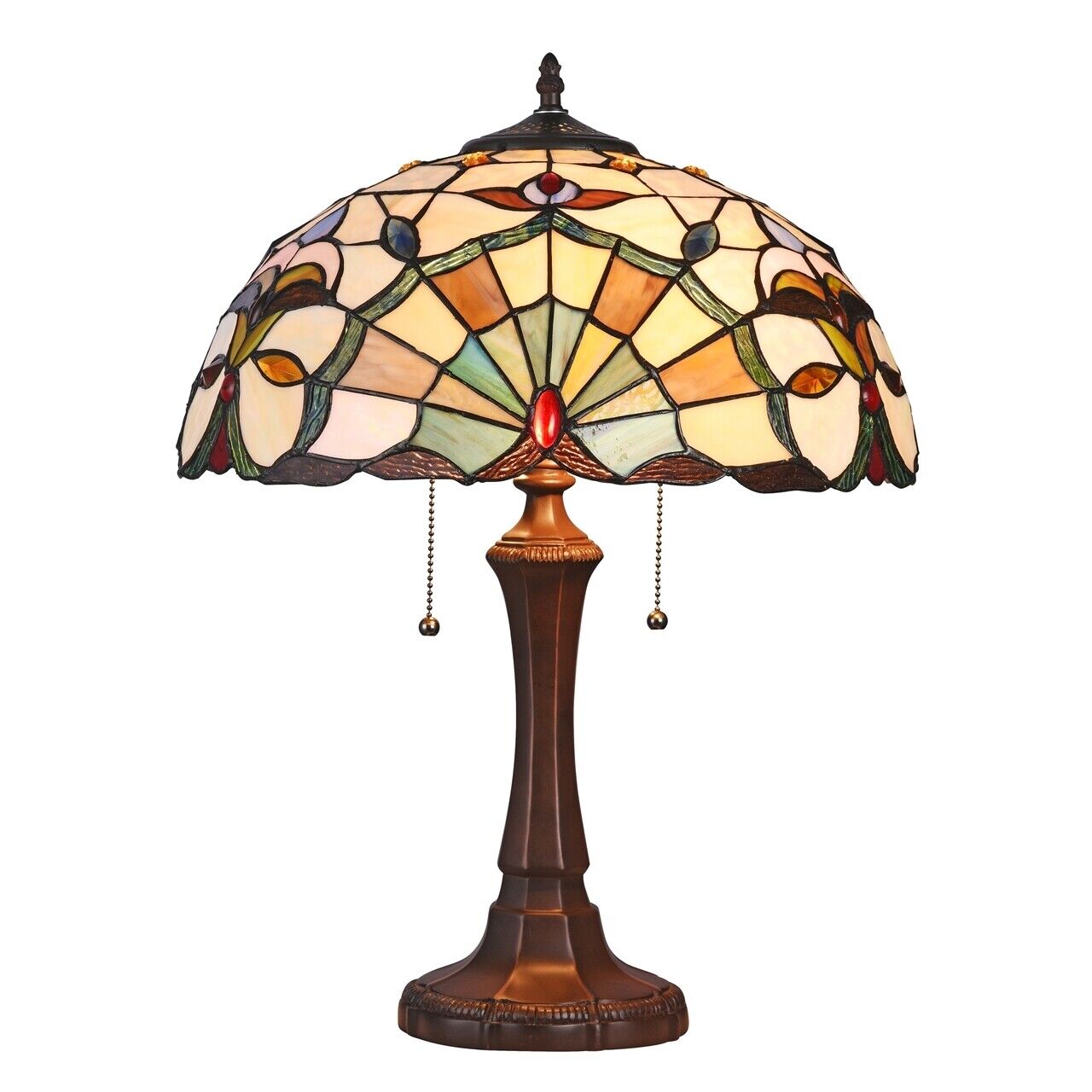 22" Antique Vintage Style Stained Glass Table Lamp