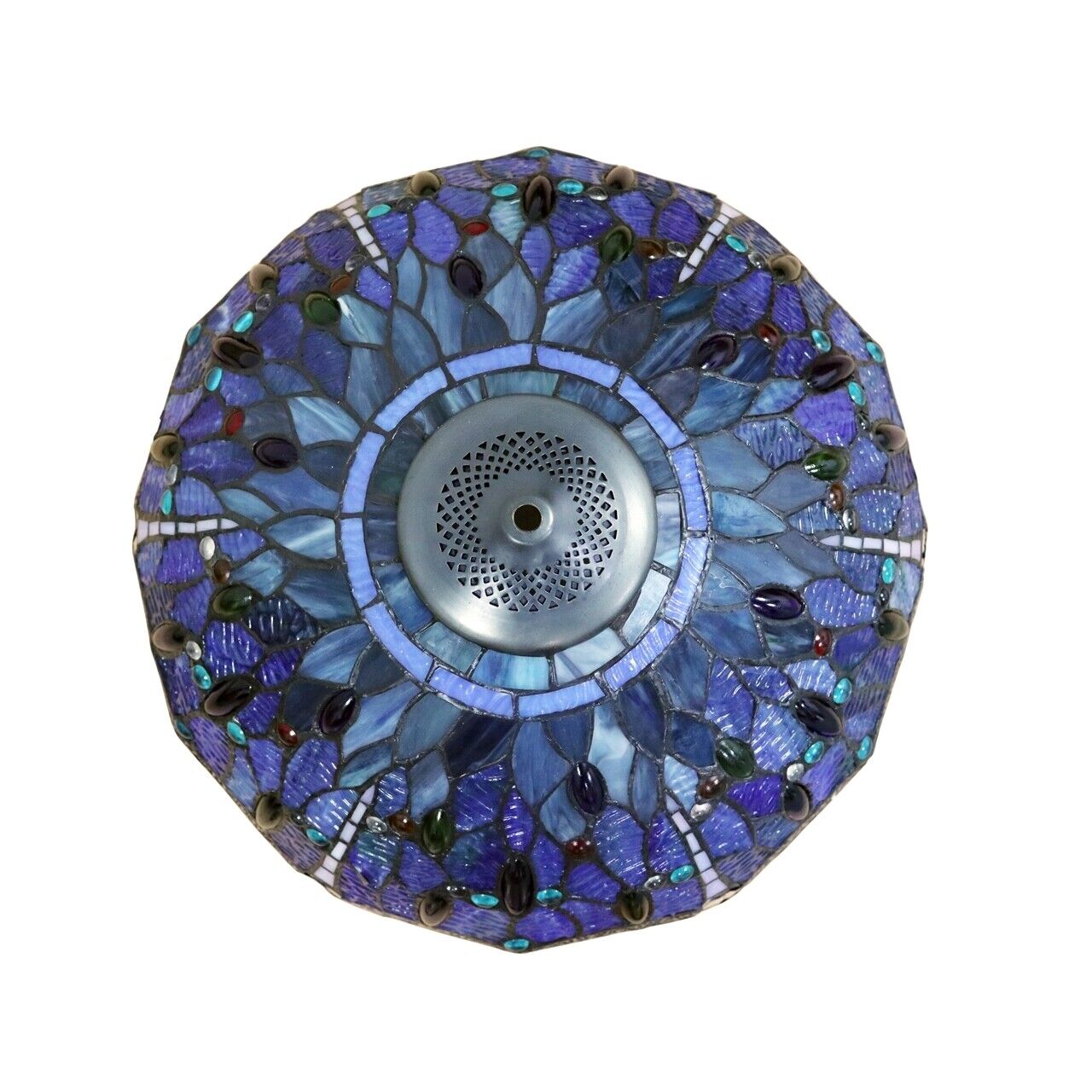 18" Stained Glass Blue Dragonfly Pendant Swag Ceiling Light