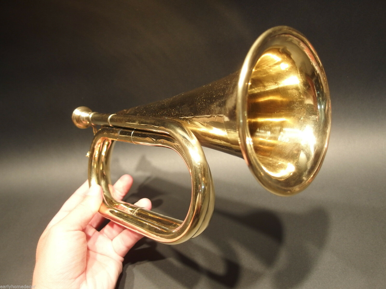 Antique Style US Military Civil War Brass Bugle Horn - Early Home Decor