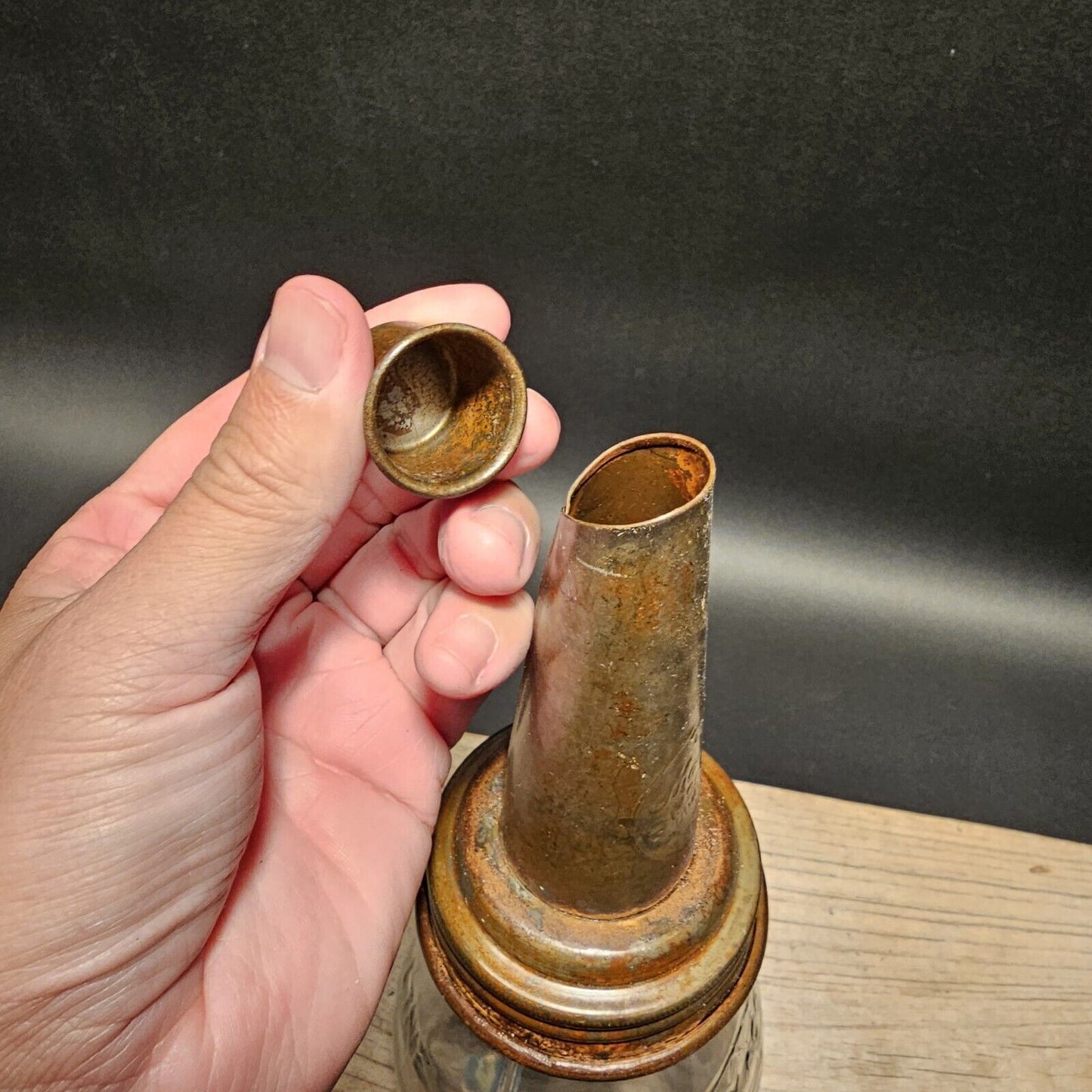 Vintage Style Texaco Glass Oil Bottle w Spout