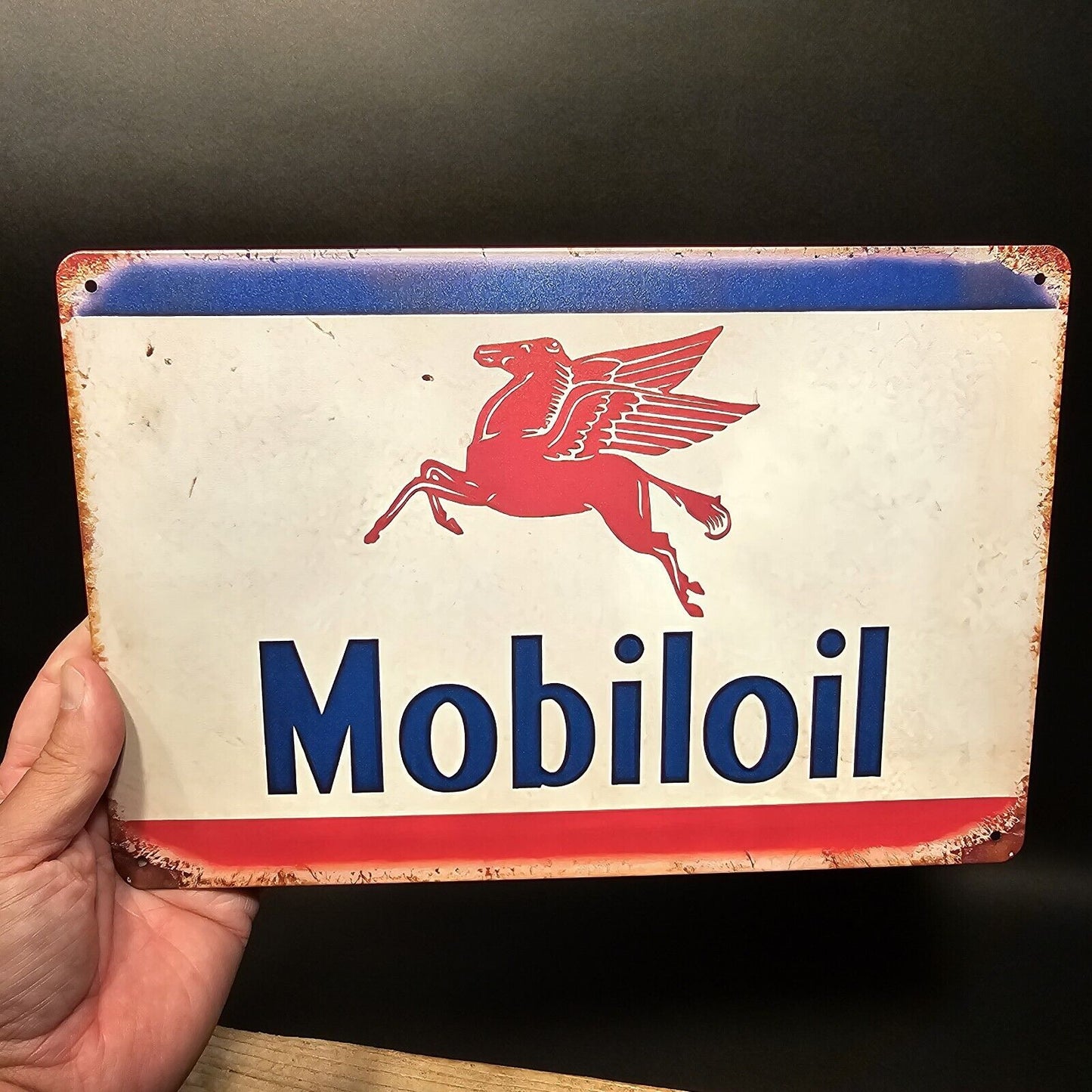 Vintage Style Metal Mobile Gas Oil Sign Plaque