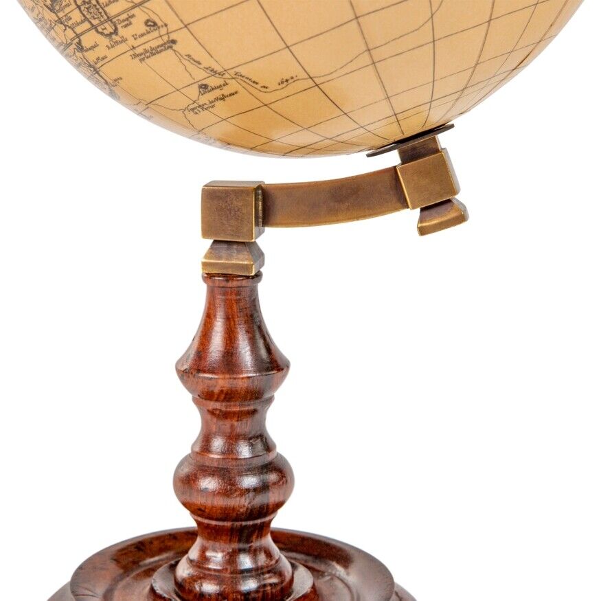 Old World Style 10" French Globe w Turned Wood Stand