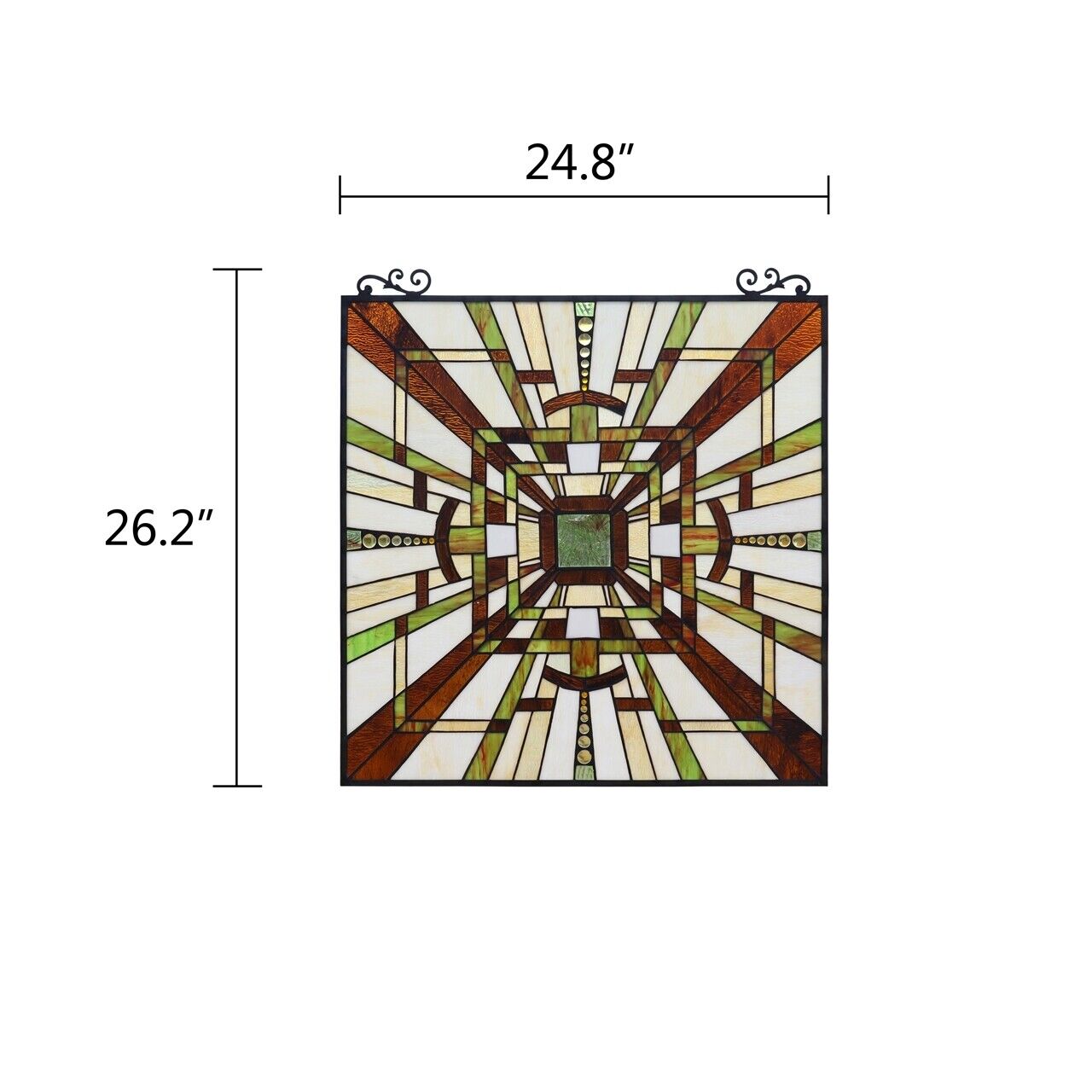 25.7" Mission Stained Glass Hanging Window Panel Suncatcher