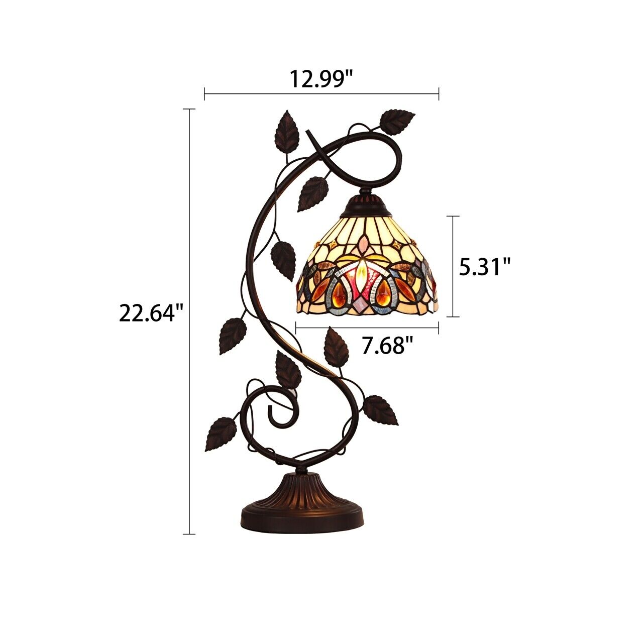 22.64" Vintage Style Stained Glass Table Lamp