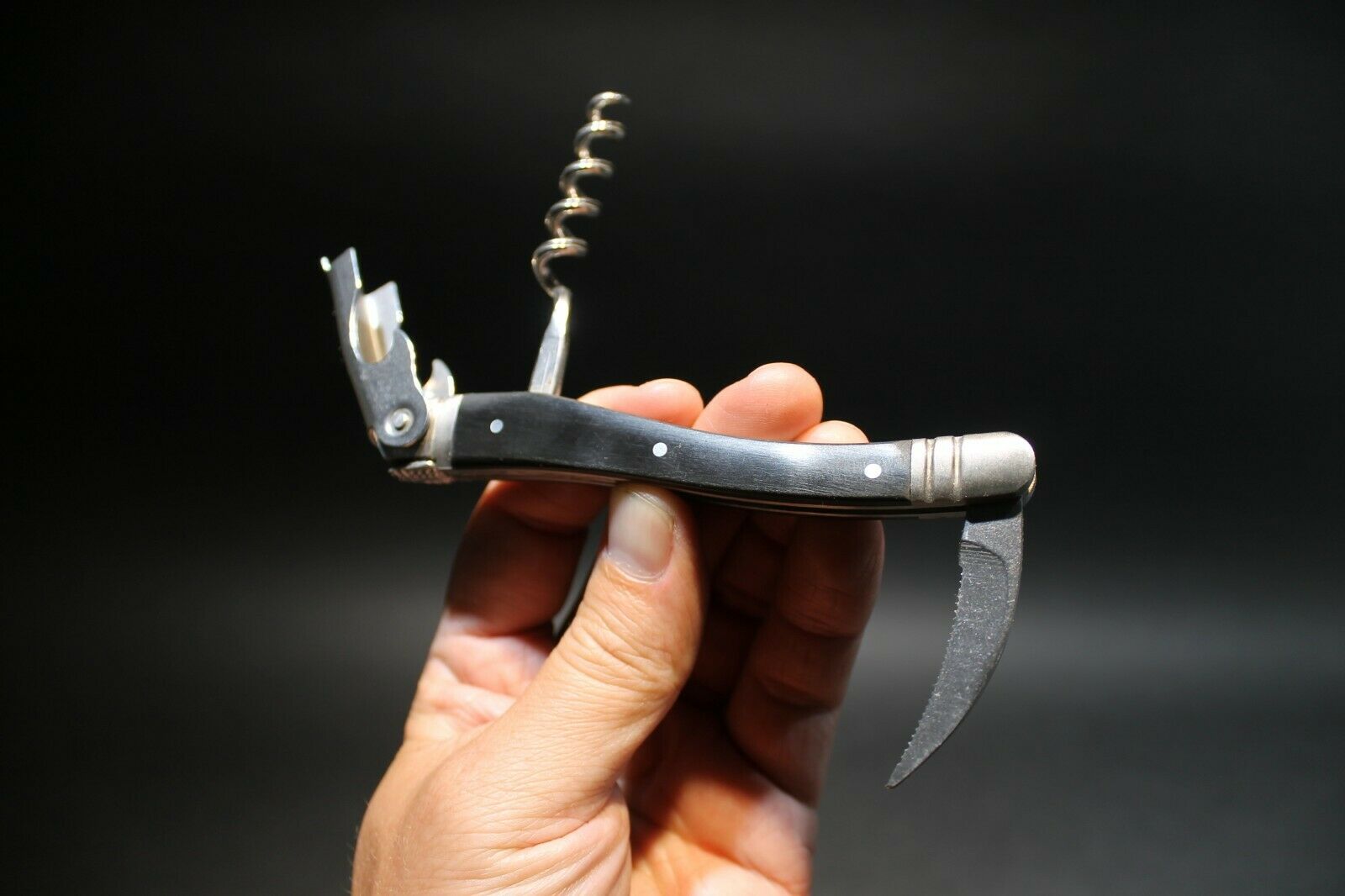 Laguiole Corkscrew with Black Horn Handles Vintage Style - Early Home Decor