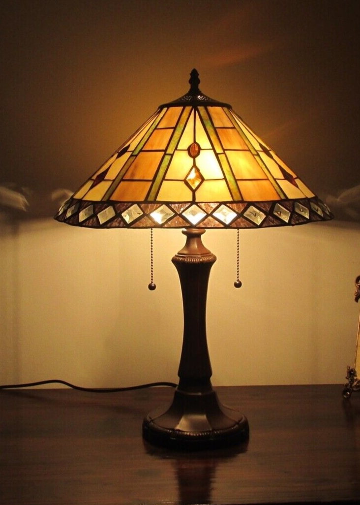 21.7" Antique Vintage Style Stained Glass Table Lamp
