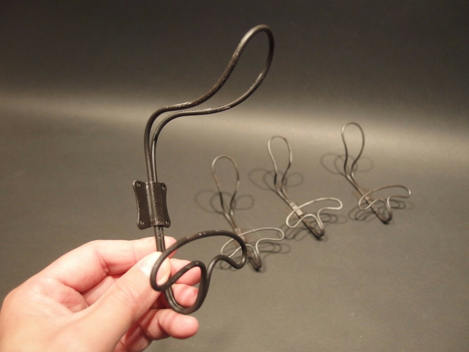 4 Antique Vintage Old Style Coat Rack Metal Wire Iron Farmhouse Bathroom Hook - Early Home Decor