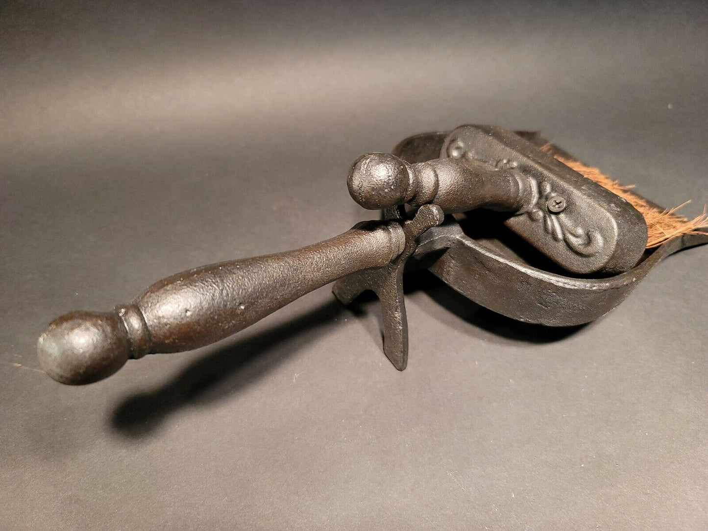 Cast Iron Fireplace Tools Dust Pan & Broom