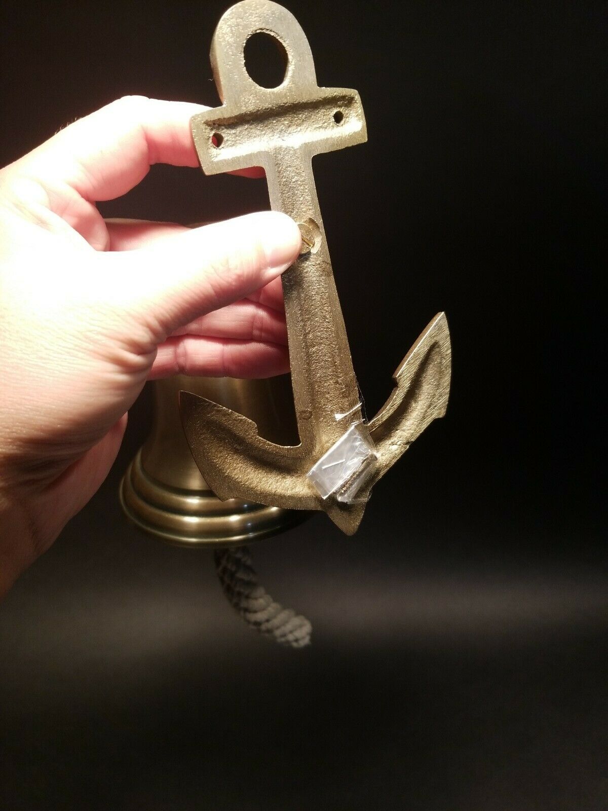 Antique Vintage Style Cast Brass Anchor Wall Mount Bell - Early Home Decor