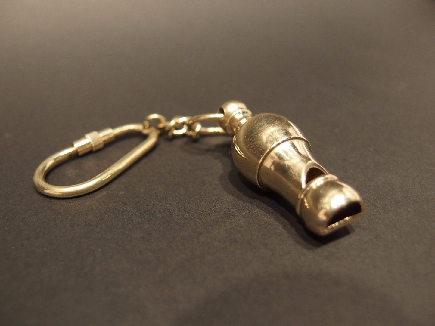 Vintage Antique Victorian Style, Gold Brass Pear Shape Whistle Pendant Key chain - Early Home Decor