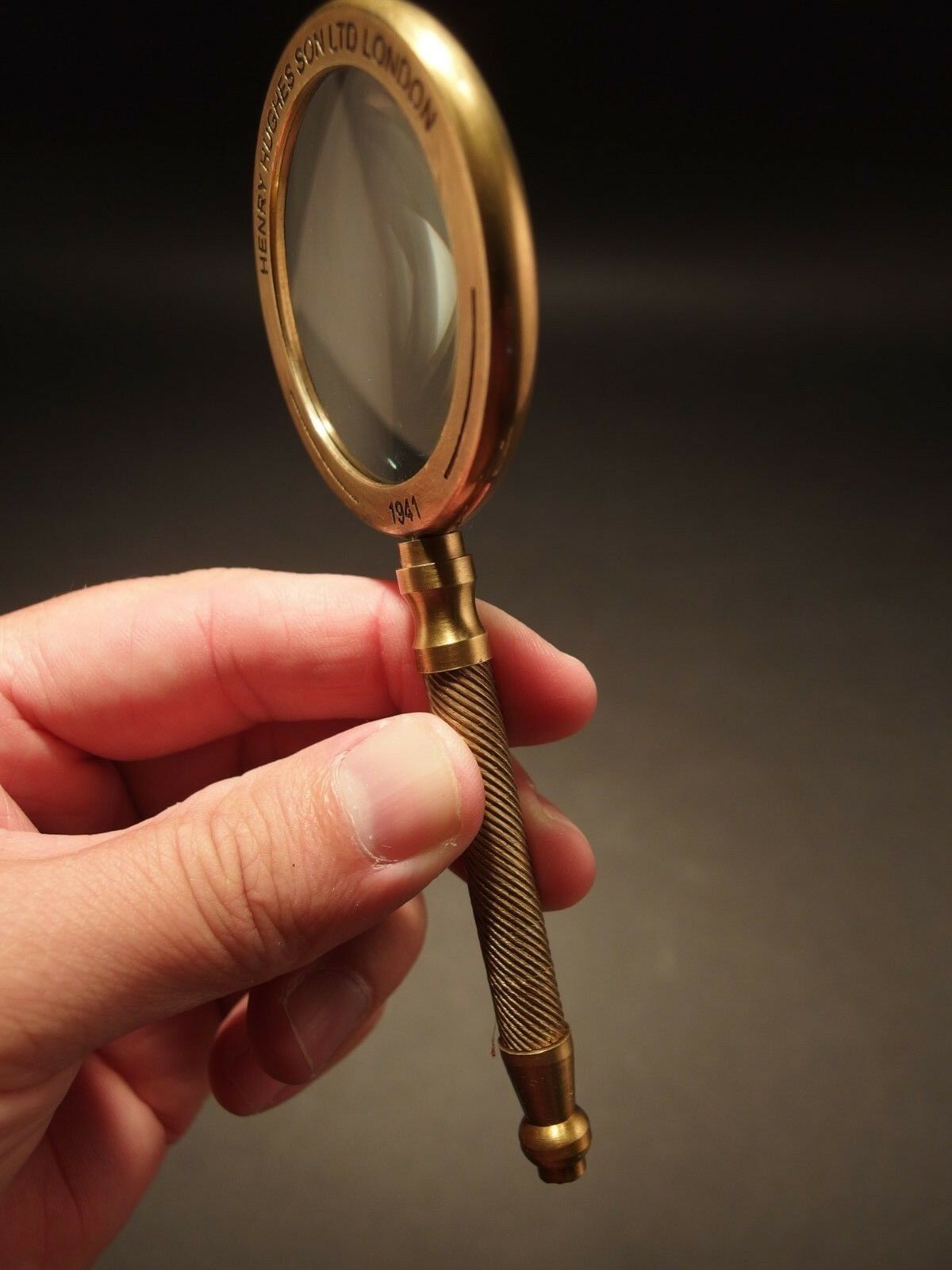 Antique Vintage Style, Brass Magnifying Glass "London 1941" - Early Home Decor
