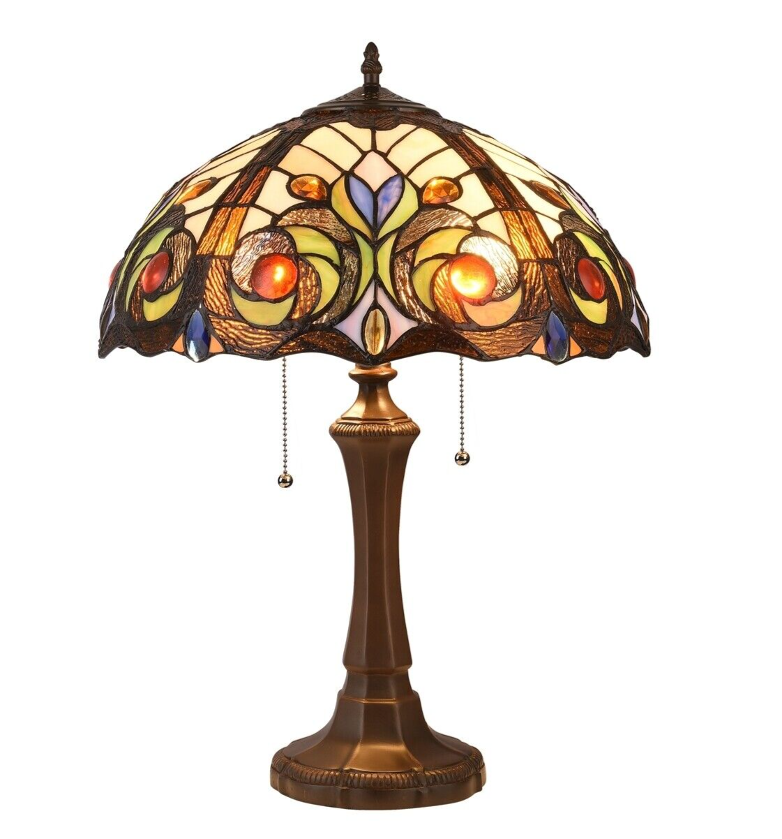 21.9" Antique Style Stained Glass Table Lamp 16.3" Shade