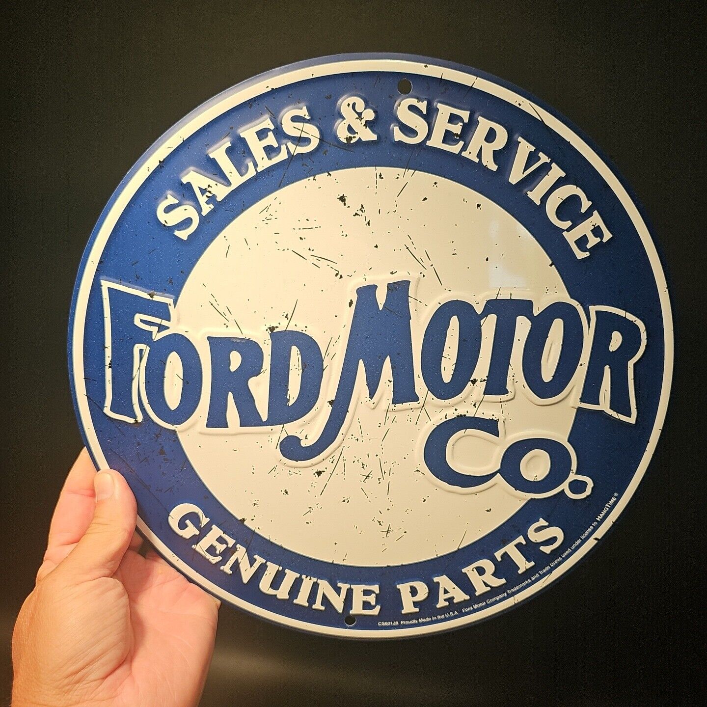 12" Antique Vintage Style Round Metal Ford Sign Plaque