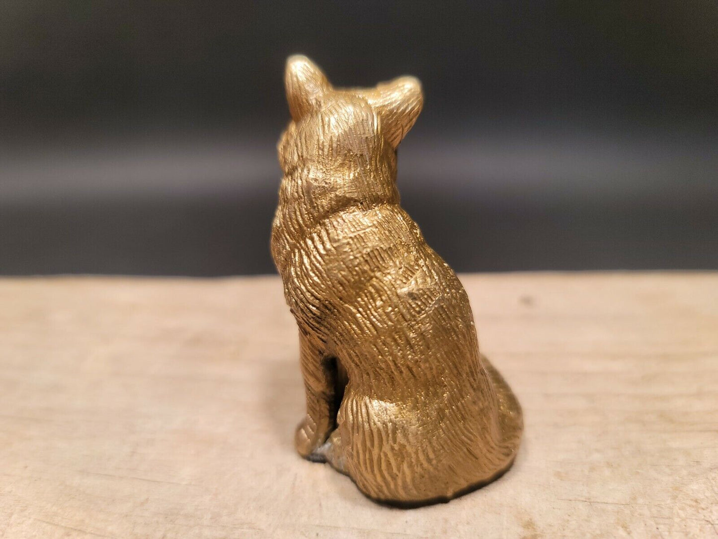 Vintage Antique Style Brass Fox Paperweight Desk Statue