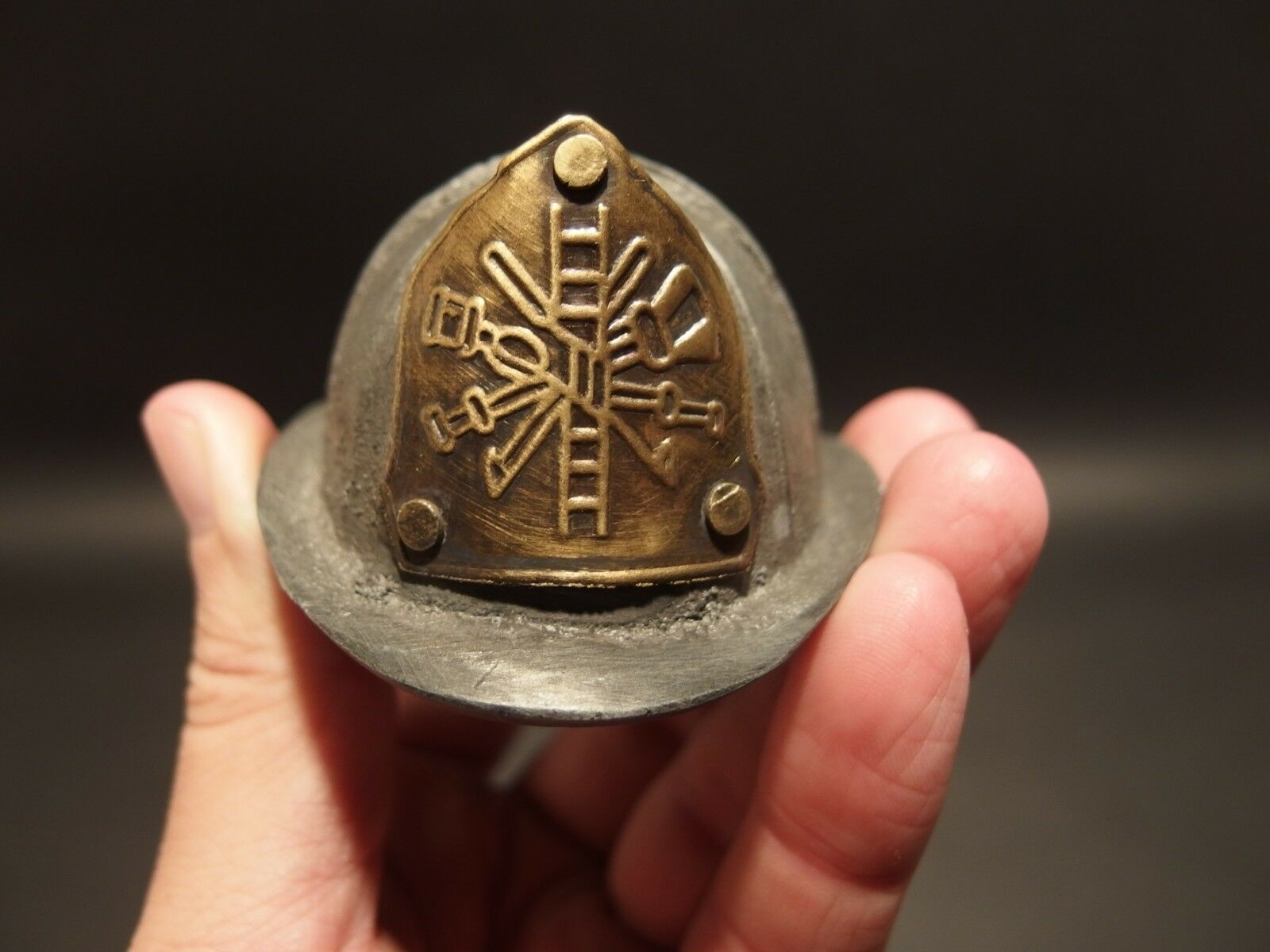 Antique Vintage Style Miniature Fireman Fire Helmet Fighter Bottle Cap Opener - Early Home Decor