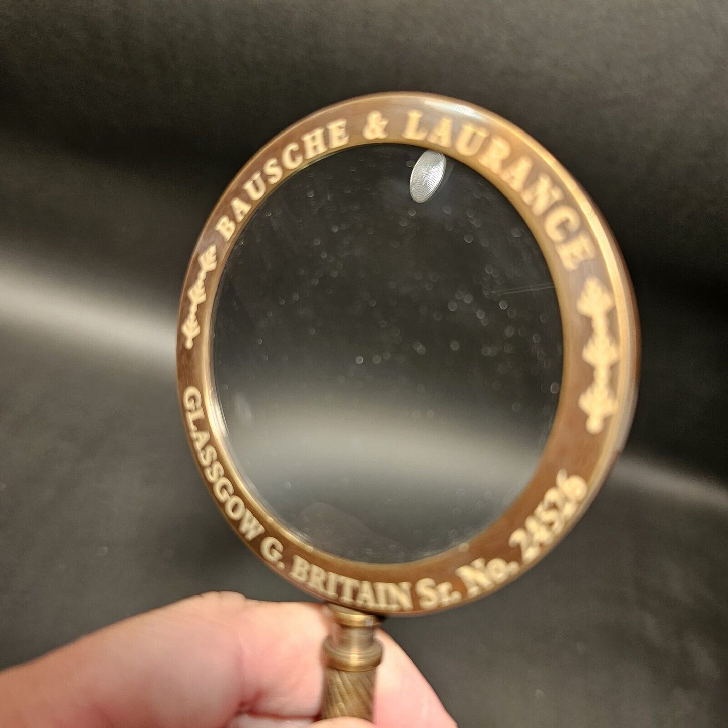 Antique Vintage Style, Brass Magnifying Glass "Bausche & Laurance"