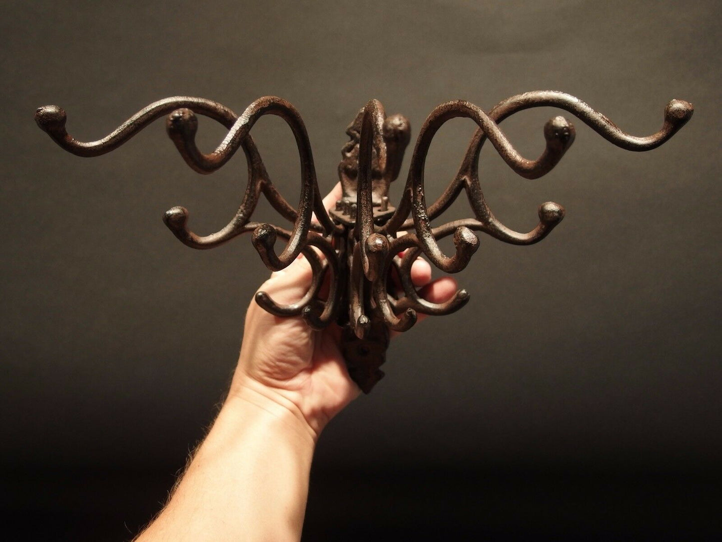 Antique Vintage Style Wall Hook Swivel Folding Coat Hanger Hardware Rust Finish - Early Home Decor