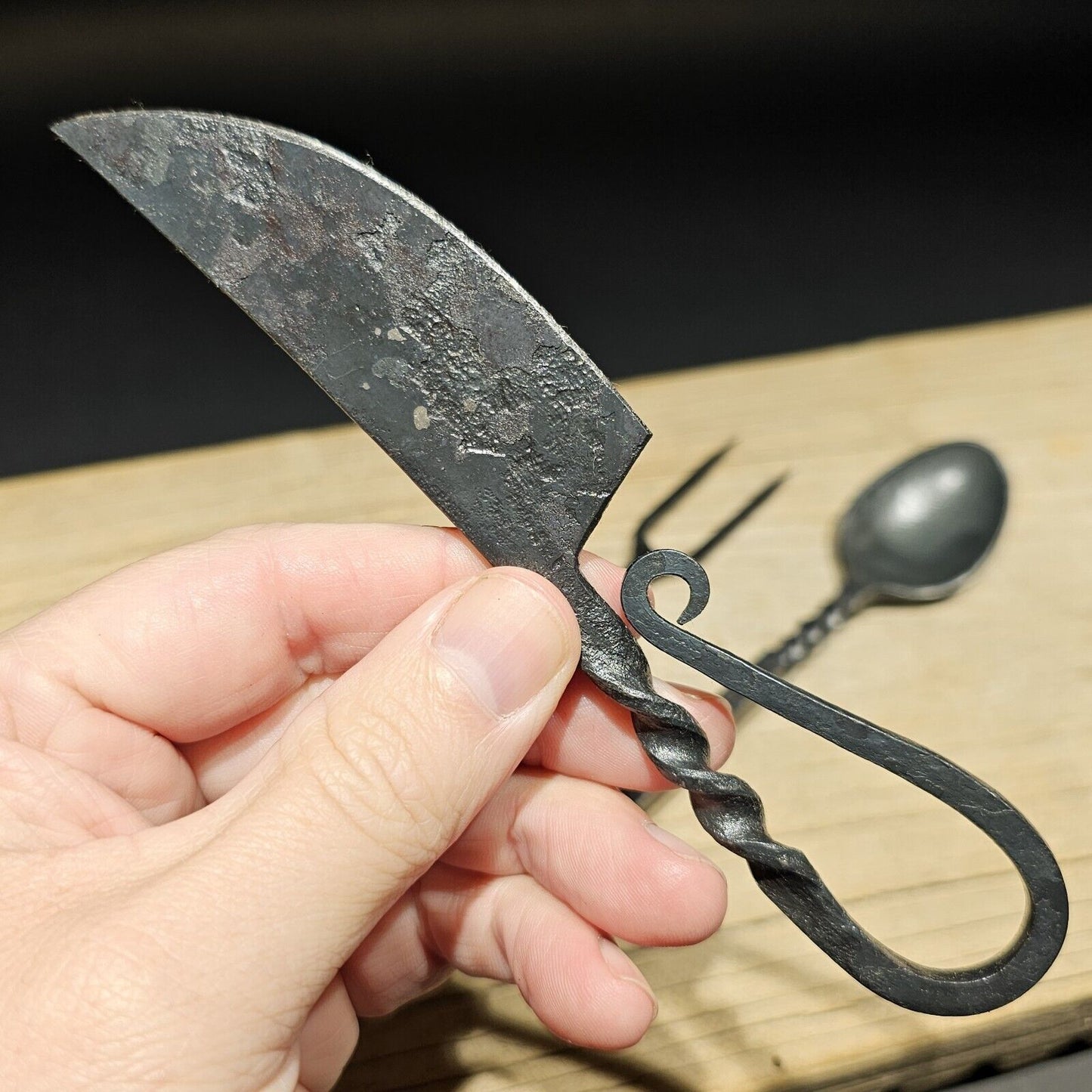 Flint Striker Style Custom Forged Knife Utensil Set