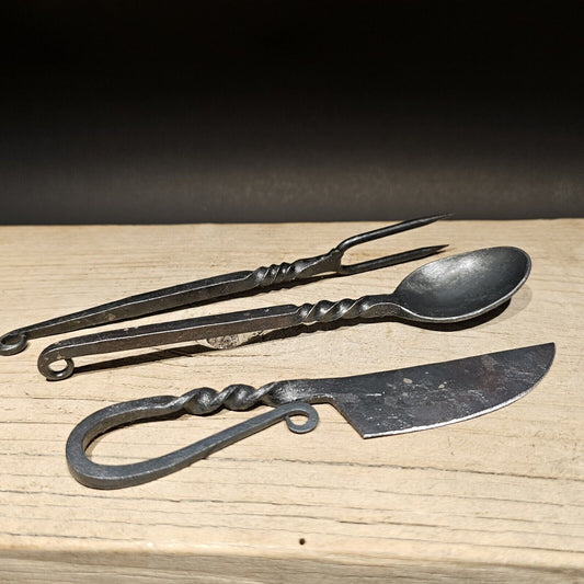 Flint Striker Style Custom Forged Knife Utensil Set