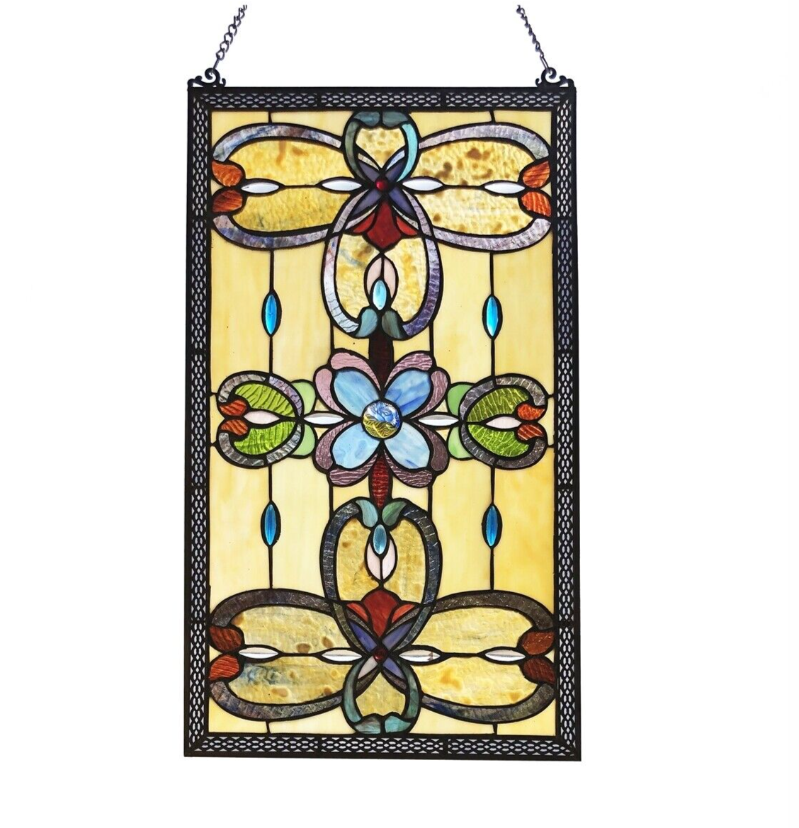 26" Antique Style Stained Glass Window Hanging Panel Suncatcher