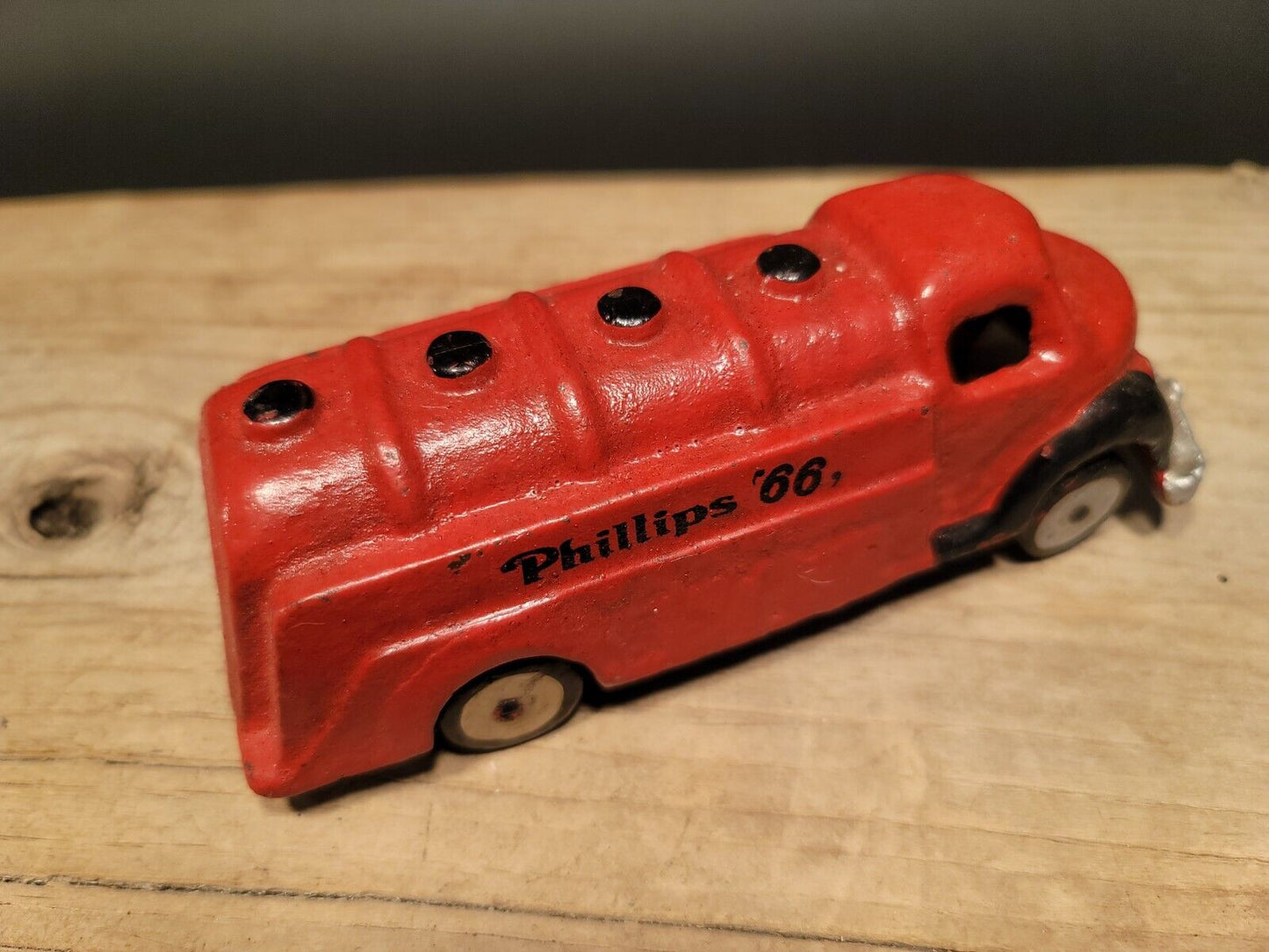 Antique Vintage Style Red Cast Iron Toy Phillips 66 Car Delivery Van