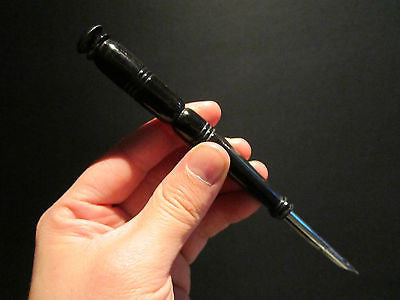 Vintage 18th 19th C Antique Style Horn Turned Inkwell Ink Dipping Pen - Early Home Decor